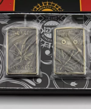 lot de 4 briquets essence décor cannabis métal