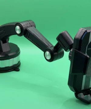 support téléphone voiture ventouse bras articulé vue de face